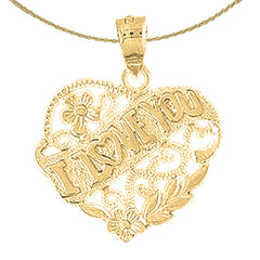 Sterling Silver I Love You Pendant (Rhodium or Yellow Gold-plated)