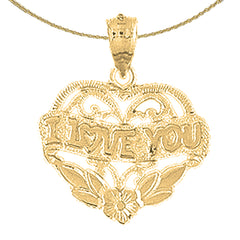 Sterling Silver I Love You Pendant (Rhodium or Yellow Gold-plated)