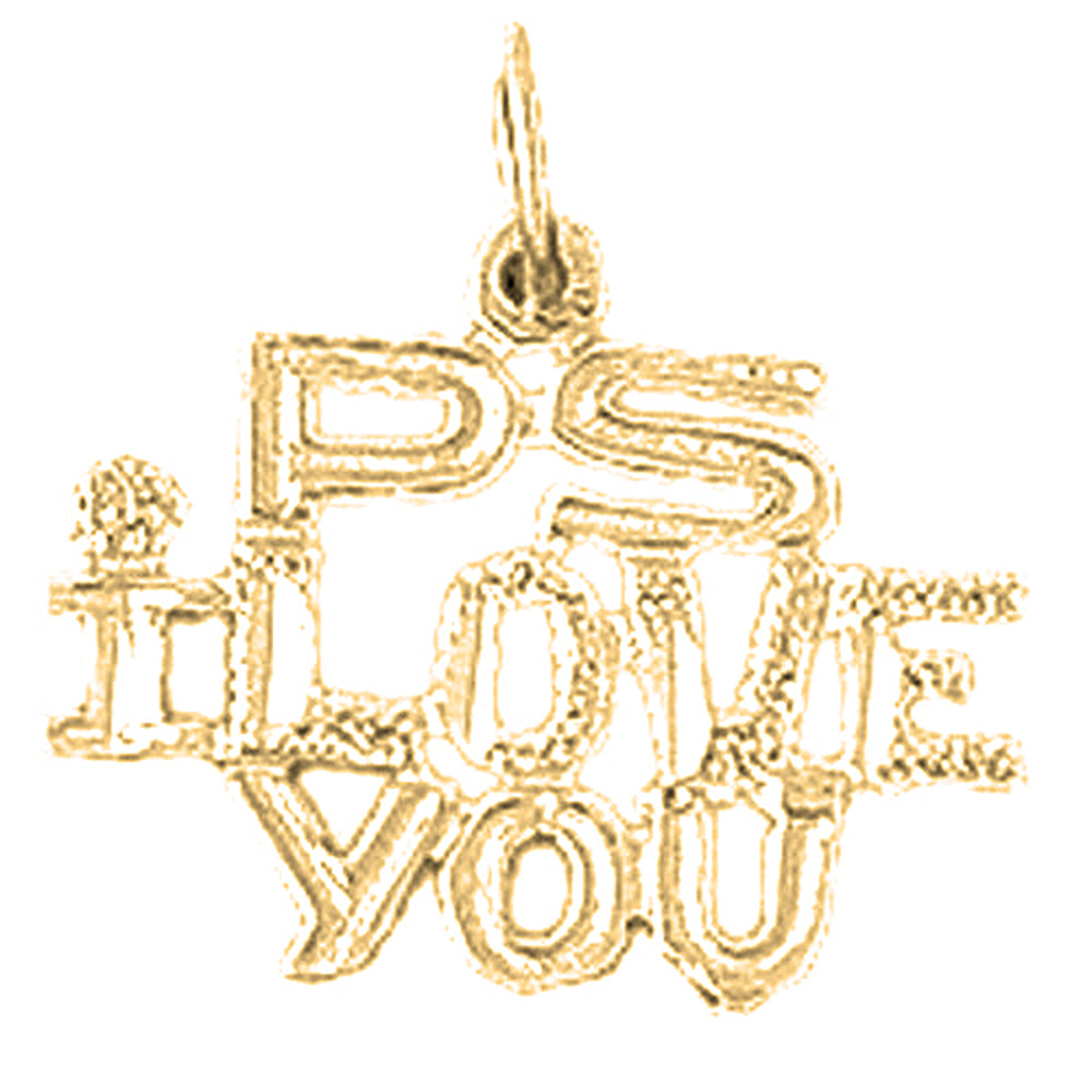 Yellow Gold-plated Silver Ps I Love You Pendant
