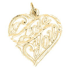 Yellow Gold-plated Silver I Love You Pendant