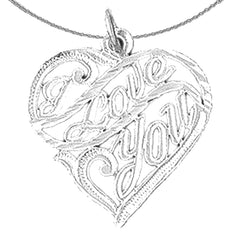 Sterling Silver I Love You Pendant (Rhodium or Yellow Gold-plated)
