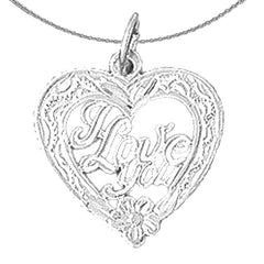 Sterling Silver I Love You Pendant (Rhodium or Yellow Gold-plated)