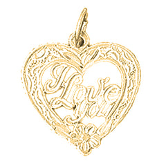 Yellow Gold-plated Silver I Love You Pendant