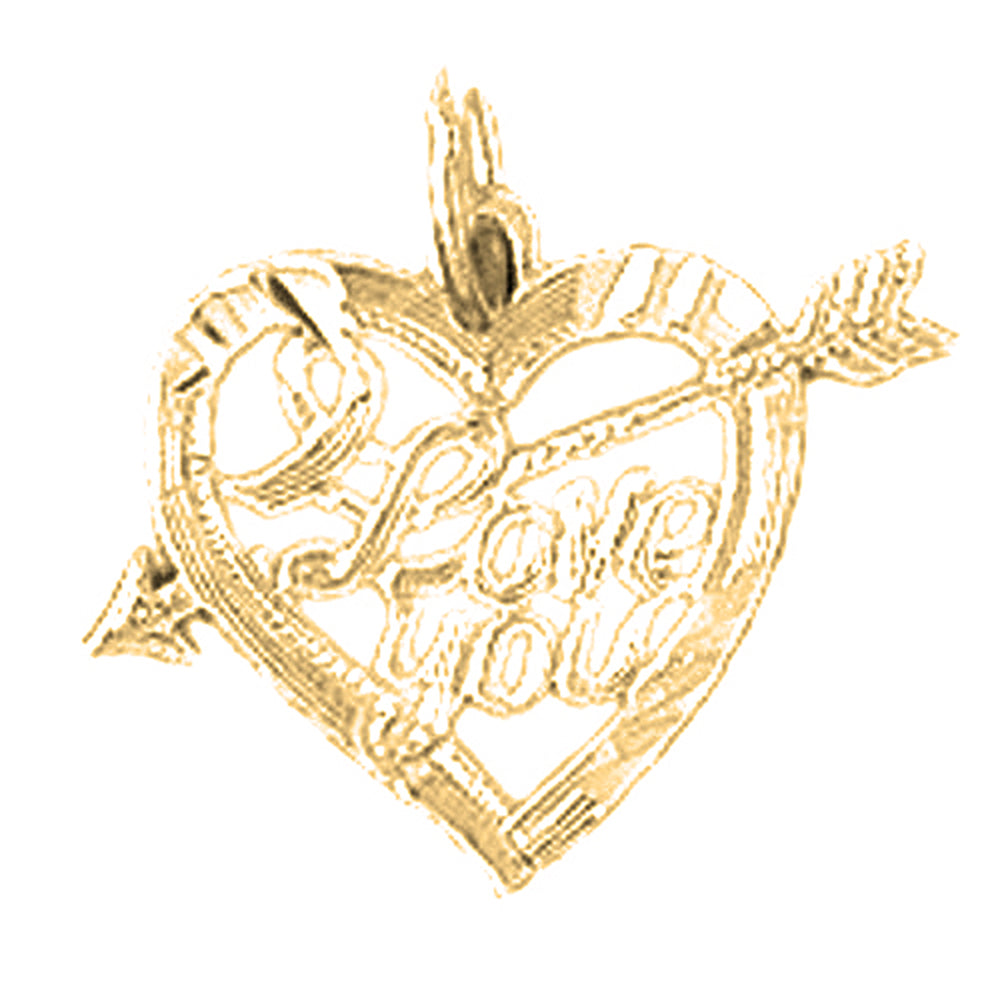 Yellow Gold-plated Silver I Love You Pendant