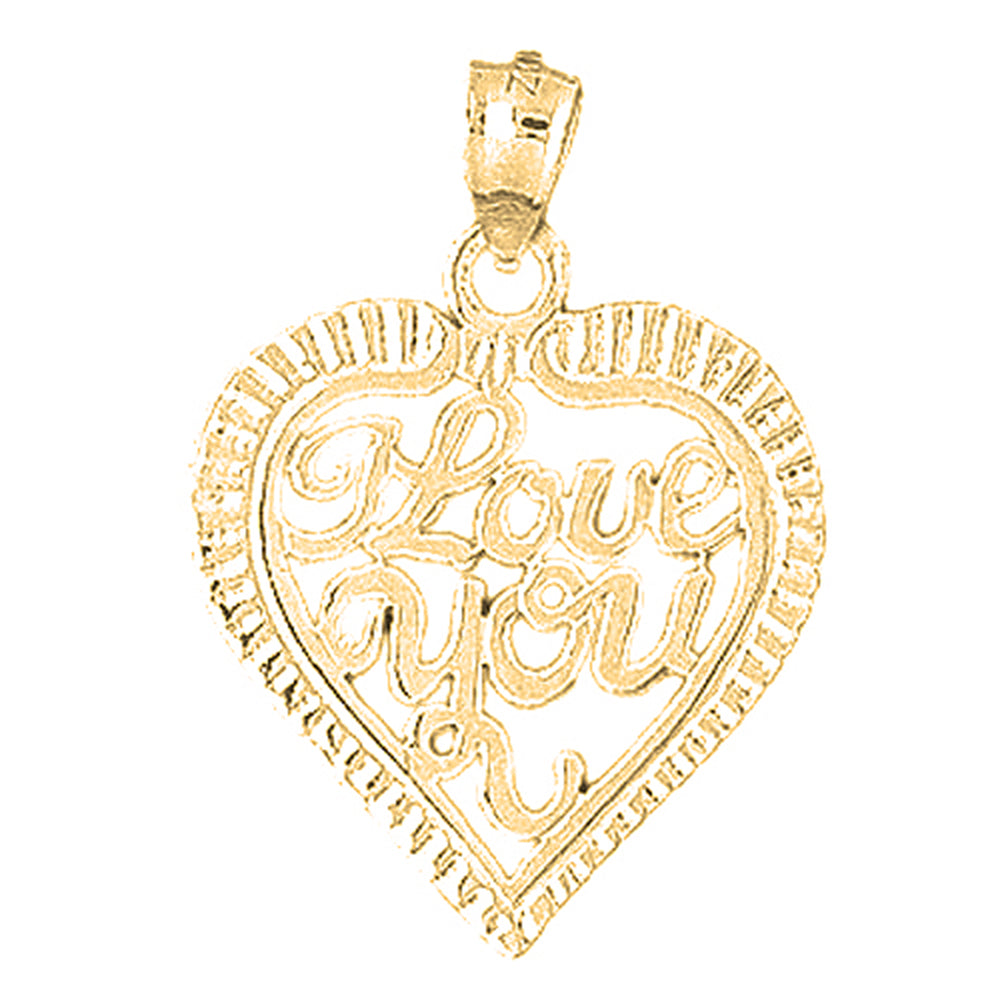 Yellow Gold-plated Silver I Love You Pendant