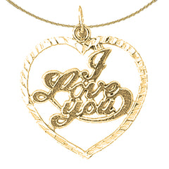 Sterling Silver I Love You Pendant (Rhodium or Yellow Gold-plated)