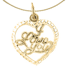 Sterling Silver I Love You Pendant (Rhodium or Yellow Gold-plated)