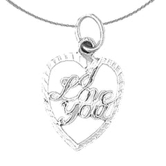 Sterling Silver I Love You Pendant (Rhodium or Yellow Gold-plated)