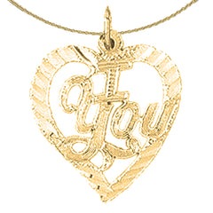 Sterling Silver I Love You Pendant (Rhodium or Yellow Gold-plated)