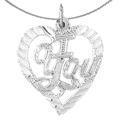 Sterling Silver I Love You Pendant (Rhodium or Yellow Gold-plated)
