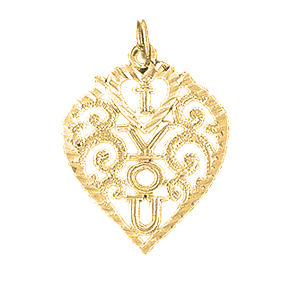 Yellow Gold-plated Silver I Love You Pendant