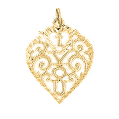 Yellow Gold-plated Silver I Love You Pendant