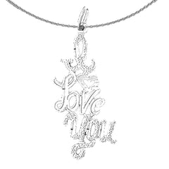 Sterling Silver I Love You Pendant (Rhodium or Yellow Gold-plated)