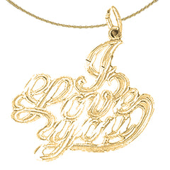 Colgante I Love You de plata de ley (bañado en rodio o oro amarillo)