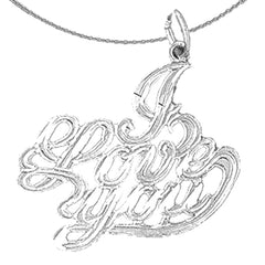 Colgante I Love You de plata de ley (bañado en rodio o oro amarillo)