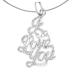 Sterling Silver I Love You Pendant (Rhodium or Yellow Gold-plated)