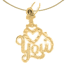 Sterling Silver I Love You Pendant (Rhodium or Yellow Gold-plated)