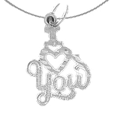 Sterling Silver I Love You Pendant (Rhodium or Yellow Gold-plated)