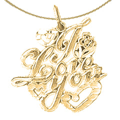 Sterling Silver I Love You Pendant (Rhodium or Yellow Gold-plated)