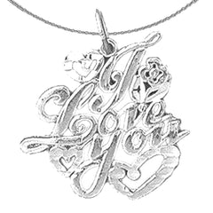 Sterling Silver I Love You Pendant (Rhodium or Yellow Gold-plated)