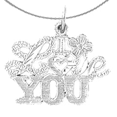 Sterling Silver I Love You Pendant (Rhodium or Yellow Gold-plated)