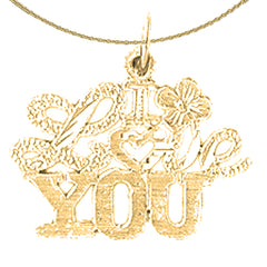 Sterling Silver I Love You Pendant (Rhodium or Yellow Gold-plated)