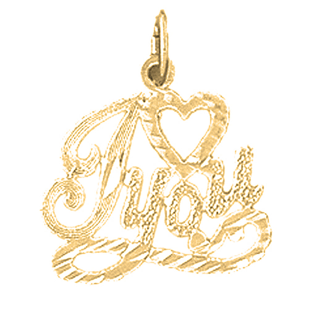 Yellow Gold-plated Silver I Love You Pendant