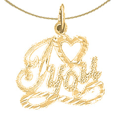 Sterling Silver I Love You Pendant (Rhodium or Yellow Gold-plated)