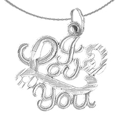 Sterling Silver I Love You Pendant (Rhodium or Yellow Gold-plated)