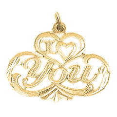 Yellow Gold-plated Silver I Love You Pendant