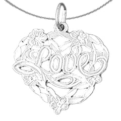 Colgante Love de plata de ley (bañado en rodio o oro amarillo)