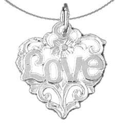 Colgante Love de plata de ley (bañado en rodio o oro amarillo)