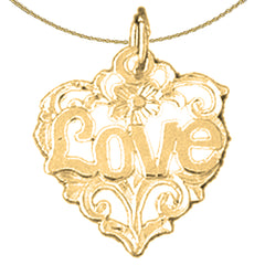 Colgante Love de plata de ley (bañado en rodio o oro amarillo)