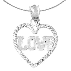 Colgante Love de plata de ley (bañado en rodio o oro amarillo)