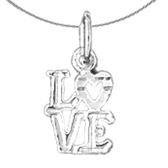 Colgante Love de plata de ley (bañado en rodio o oro amarillo)