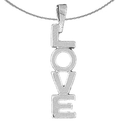 Colgante Love de plata de ley (bañado en rodio o oro amarillo)