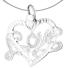 Colgante Love de plata de ley (bañado en rodio o oro amarillo)