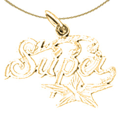 Sterling Silver Super Pendant (Rhodium or Yellow Gold-plated)