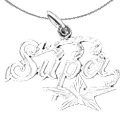 Sterling Silver Super Pendant (Rhodium or Yellow Gold-plated)