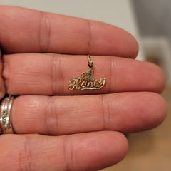 Sterling Silver #1 Honey Saying Pendant (Rhodium or Yellow Gold-plated)