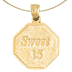 Sterling Silver Sweet 15 Pendant (Rhodium or Yellow Gold-plated)