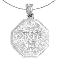 Sterling Silver Sweet 15 Pendant (Rhodium or Yellow Gold-plated)