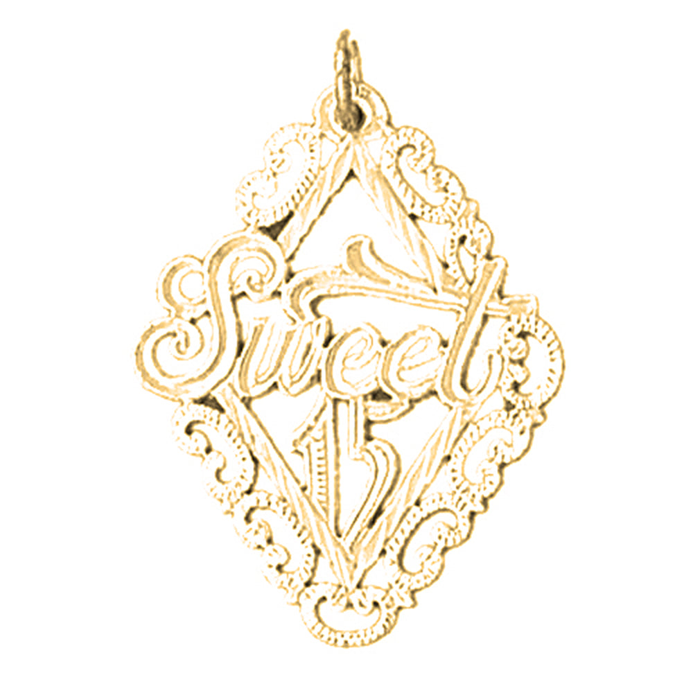 Yellow Gold-plated Silver Sweet 15 Pendant