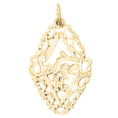 Yellow Gold-plated Silver Sweet 16 Pendant