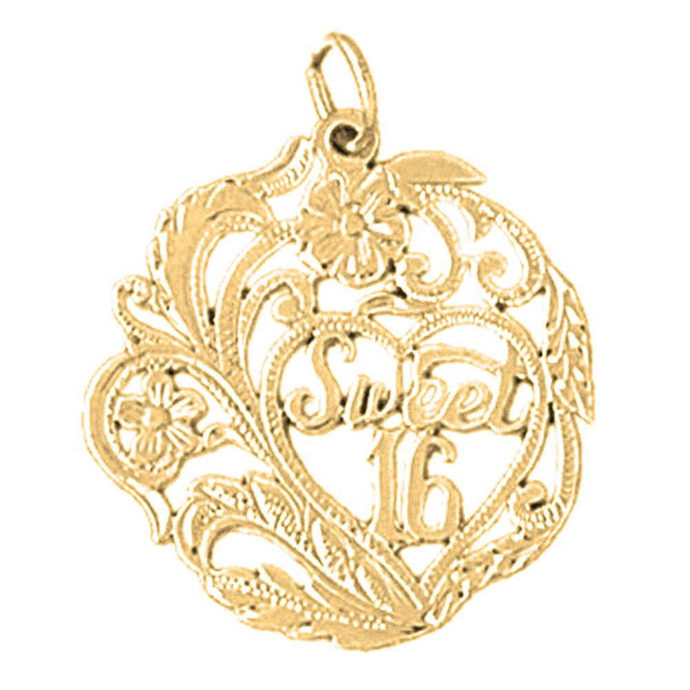 Yellow Gold-plated Silver Sweet 16 Pendant