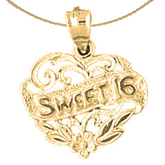 Sterling Silver Sweet 16 Pendant (Rhodium or Yellow Gold-plated)