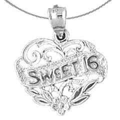 Sterling Silver Sweet 16 Pendant (Rhodium or Yellow Gold-plated)