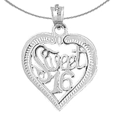 Anhänger „Sweet 16“ aus Sterlingsilber (rhodiniert oder gelbvergoldet)