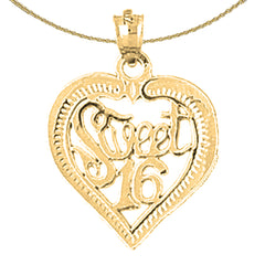 Anhänger „Sweet 16“ aus Sterlingsilber (rhodiniert oder gelbvergoldet)