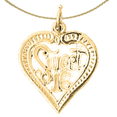 Sterling Silver Sweet 16 Pendant (Rhodium or Yellow Gold-plated)